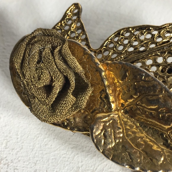 Vintage Gold Tone Mesh Petal Flower Brooch/Pin - Picture 4 of 8